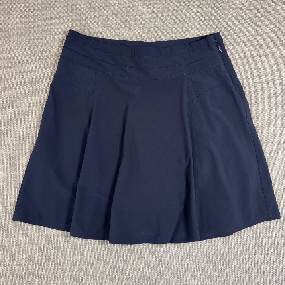 Athleta Navy Athletic Skort Side Zip Women's 10 Tall Built-In Shorts
